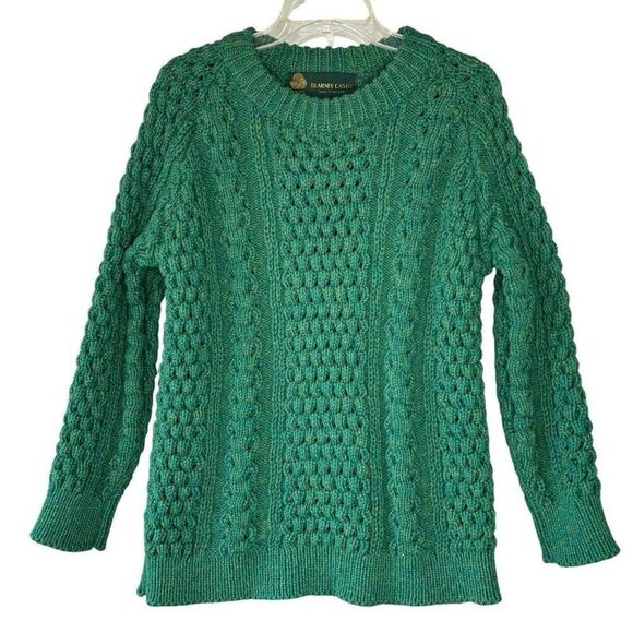 Blarney Castle Green Chunky Knit Sweater Round Neck Long Sleeve Size S Ireland - Picture 1 of 8
